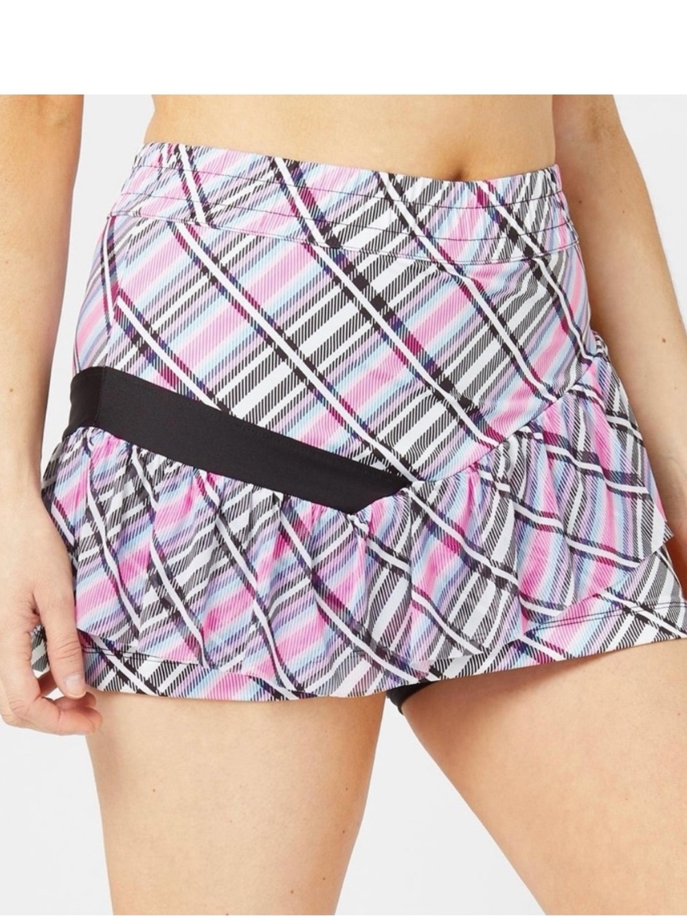 Lucky in Love Multicolor Pink Blue Purple Patterned Sports Skirt medium